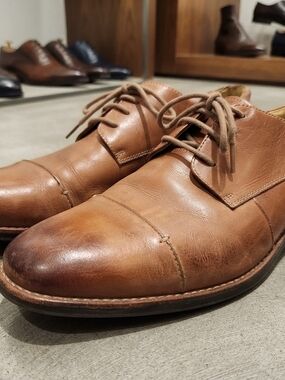 Sandro Moscoloni Tan Leather Derby Shoes
